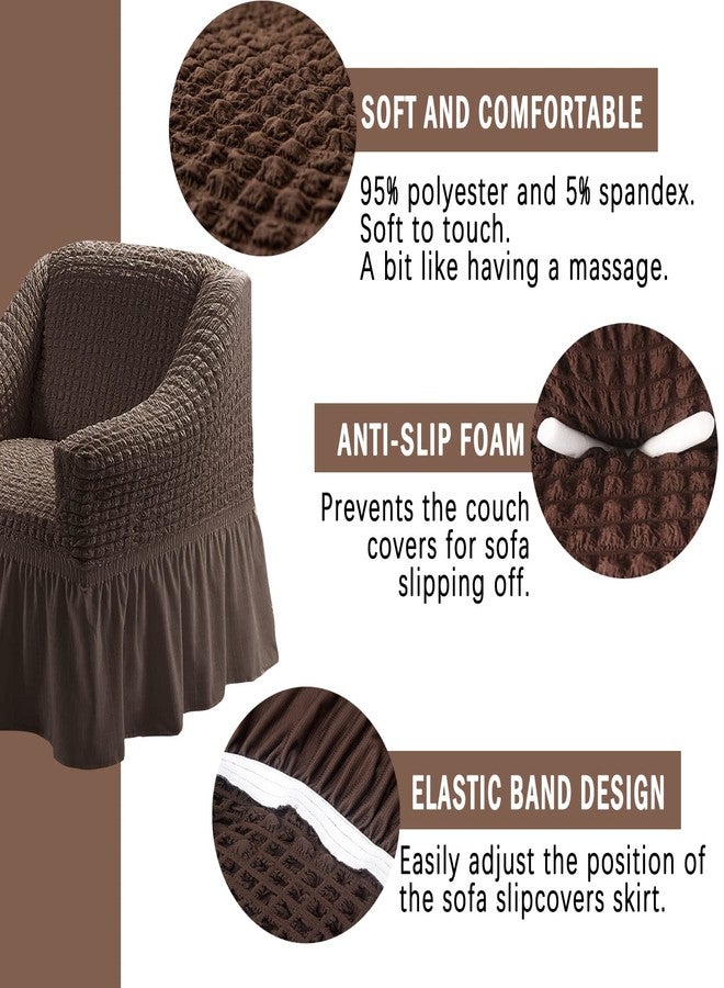 Jeloris Stretch Armchair Slipcover Easy Fitted Sofa Couch Cover with Skirt, Durable Washable Universal High Elastic Furniture Protector for Kids, Pets (Small, Dark Brown) - Image 3